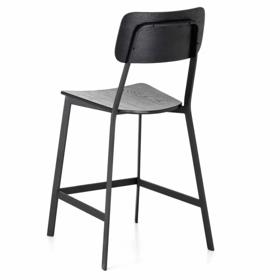 Sgabello dal design moderno H 97 cm Elmas, in legno e metallo