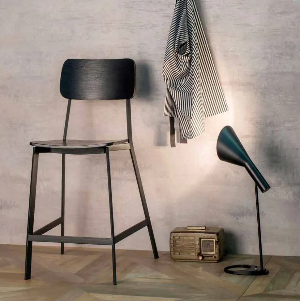 Sgabello dal design moderno H 97 cm Elmas, in legno e metallo