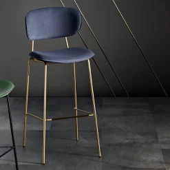 Sgabello da Pranzo in Tessuto di 2 Diverse Finiture Made in Italy - Sanemi