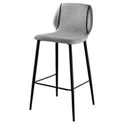 Sgabello da Salotto Design in Tessuto con Bordino e Metallo Antracite - Scarat