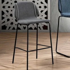 Sgabello da Soggiorno Design Moderno Elegante in Tessuto con Bordino - Scarat