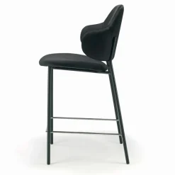 Sgabello da Soggiorno Realizzato in Acciaio e Velluto Made in Italy - Rimini