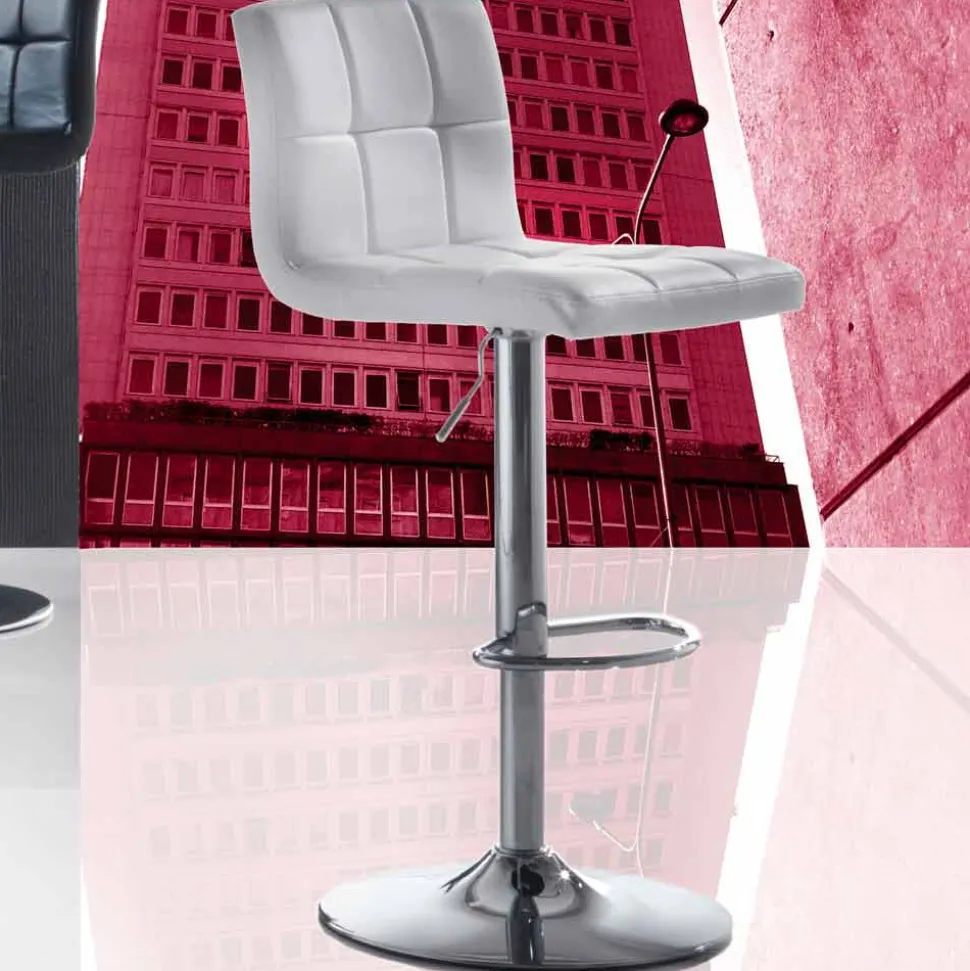Sgabello Design Moderno Alzabile, Sedile in Ecopelle - Delfina