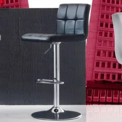 Sgabello Design Moderno Alzabile, Sedile in Ecopelle - Delfina