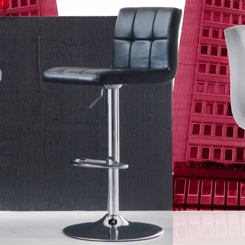 Sgabello Design Moderno Alzabile, Sedile in Ecopelle - Delfina