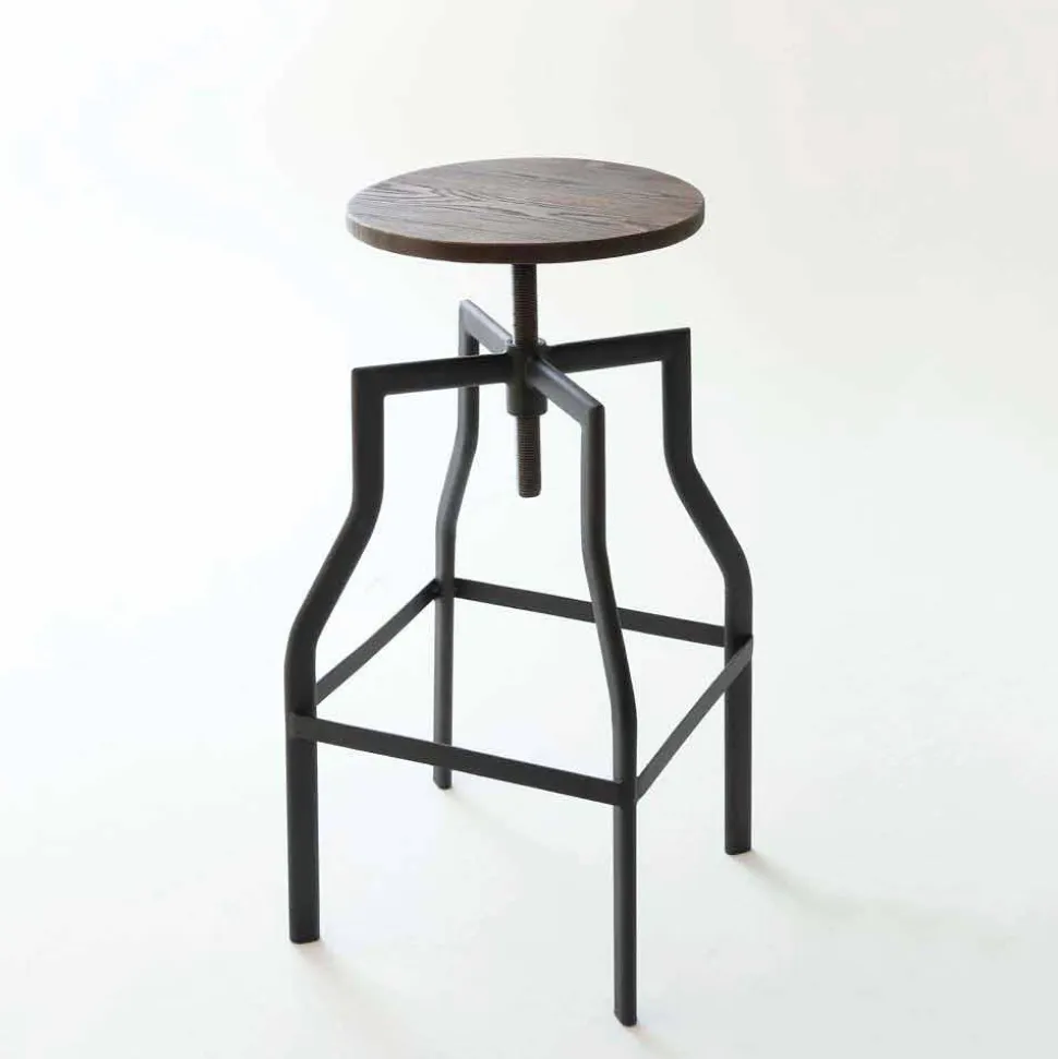 Sgabello design moderno in metallo e legno regolabile Livorno