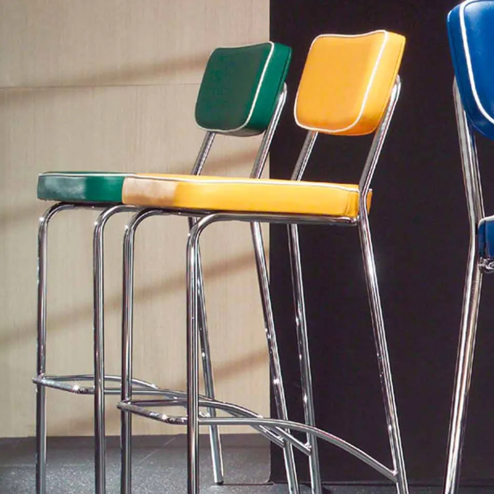 Sgabello di design anni 50 in ecopelle graffiti Unica
