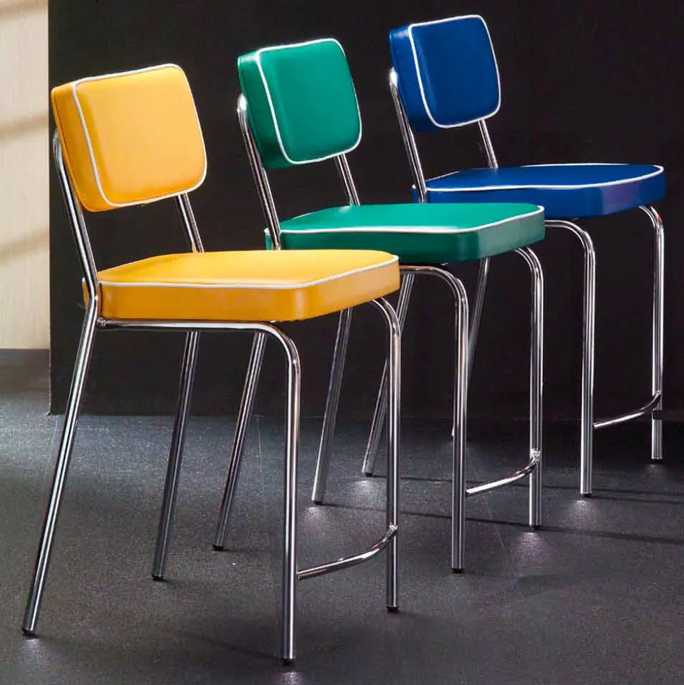 Sgabello di design anni 50 in ecopelle graffiti Unica