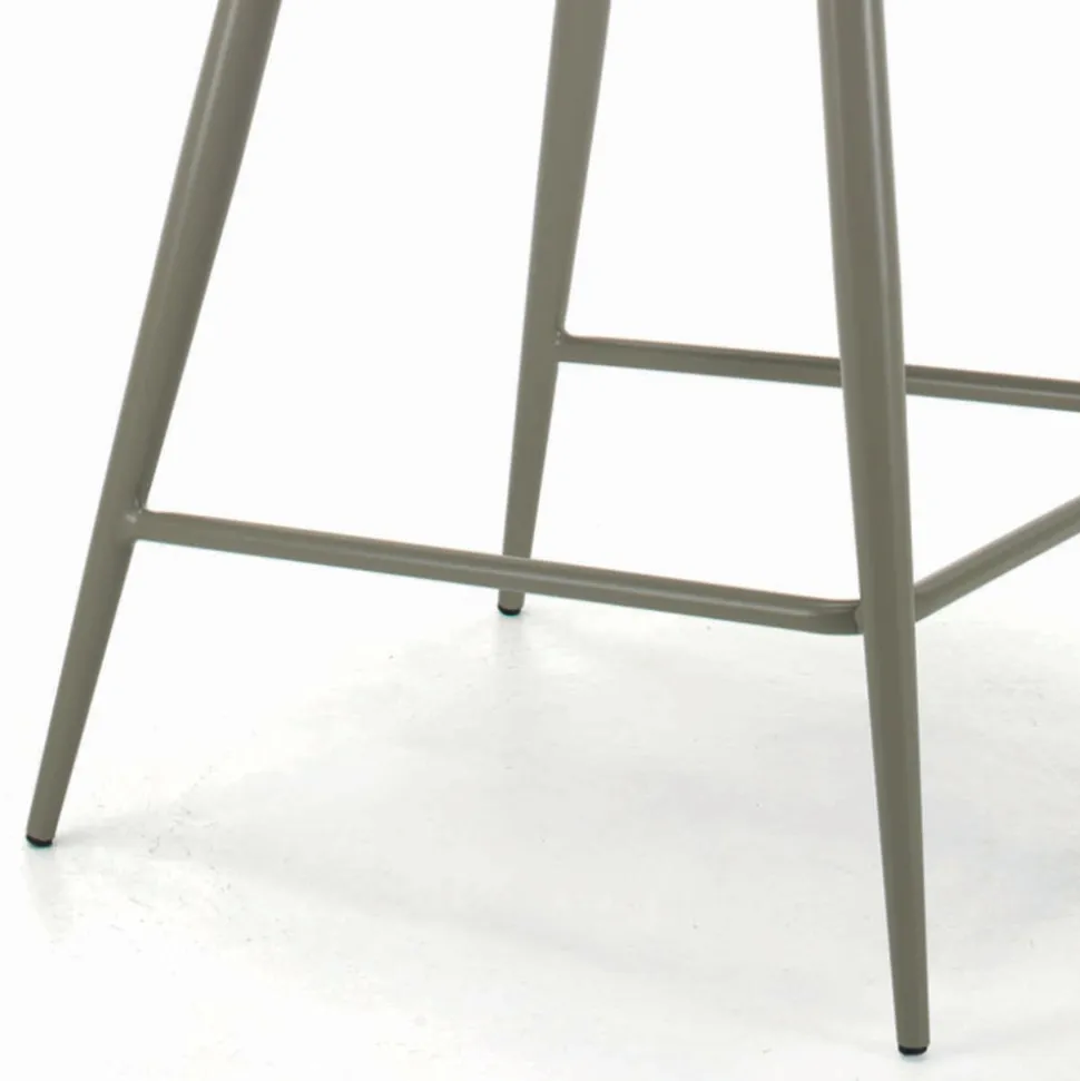 Sgabello Fisso con Gambe in Acciaio e Seduta Rivestita Made in Italy - Genova