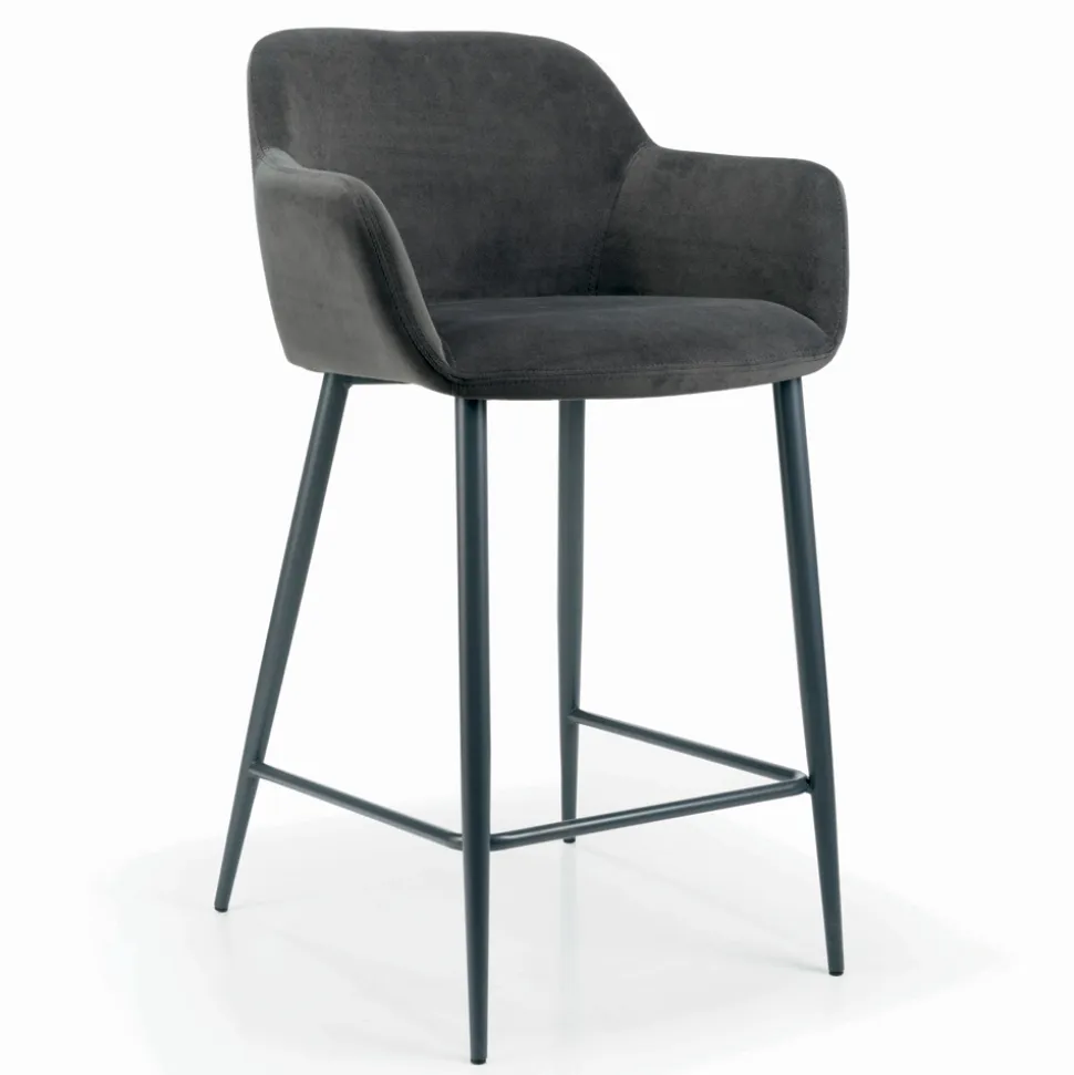 Sgabello Fisso con Seduta Rivestita e Base in Acciaio Made in Italy - Arona