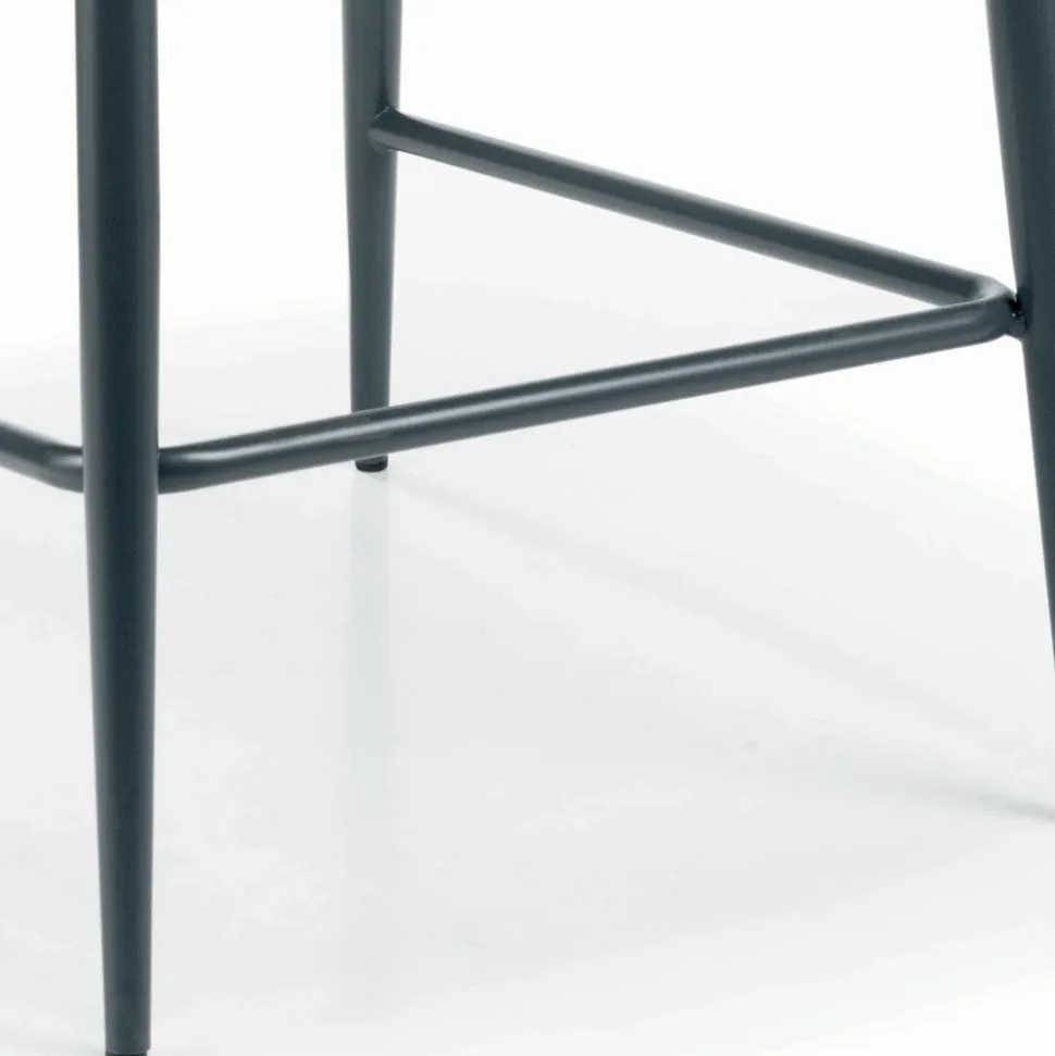 Sgabello Fisso con Seduta Rivestita e Base in Acciaio Made in Italy - Arona
