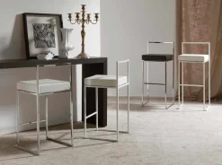 Sgabello Fisso in Ecopelle, Design Moderno H 65 cm- Alina