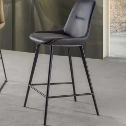 Sgabello Fisso Moderno con Seduta in Ecopelle H 65 cm - Ines