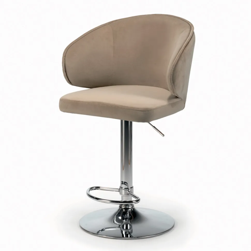 Sgabello Girevole con Seduta in Velluto e Base in Acciaio Made in Italy - Adria