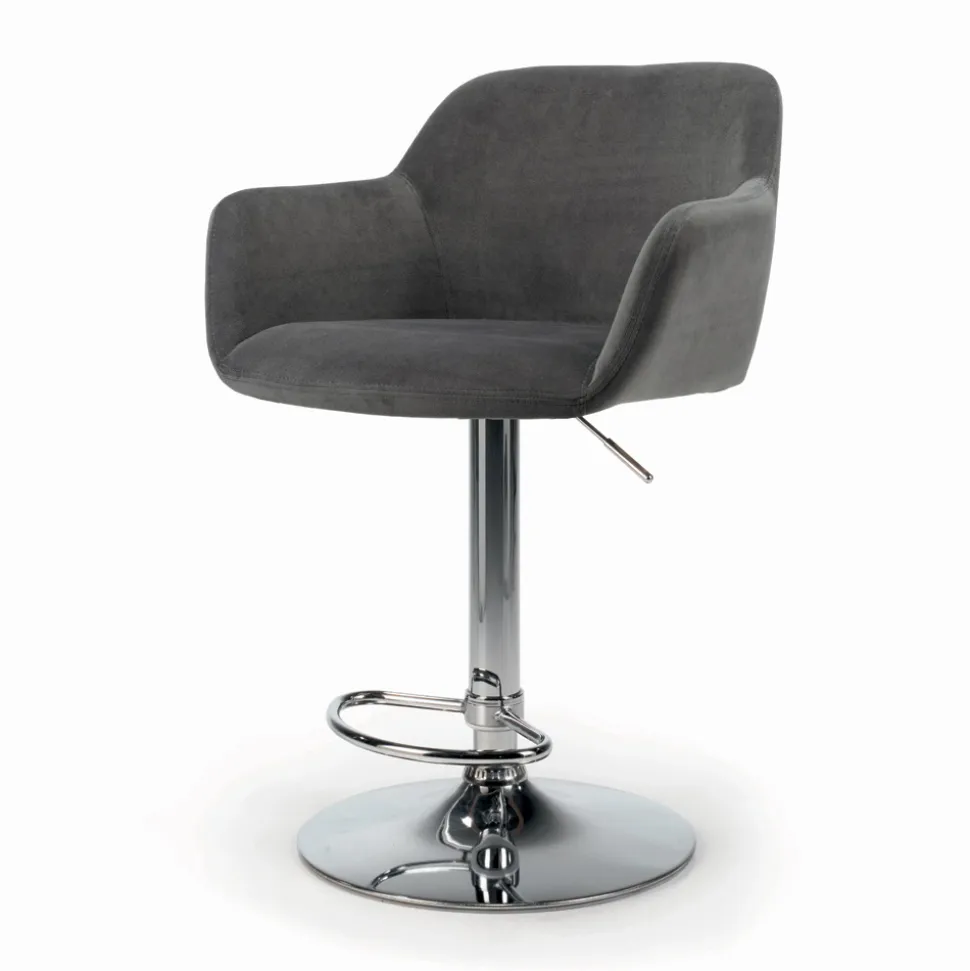 Sgabello Girevole con Seduta Rivestita e Base in Acciaio Made in Italy - Arona