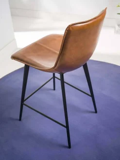 Sgabello in Ecopelle Effetto Cuoio H 80, Base 4 Gambe - Ovidio