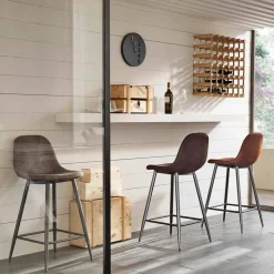 Sgabello in similpelle e metallo design moderno - Gino