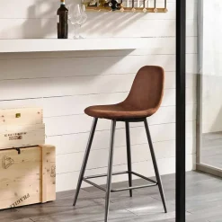 Sgabello in similpelle e metallo design moderno - Gino