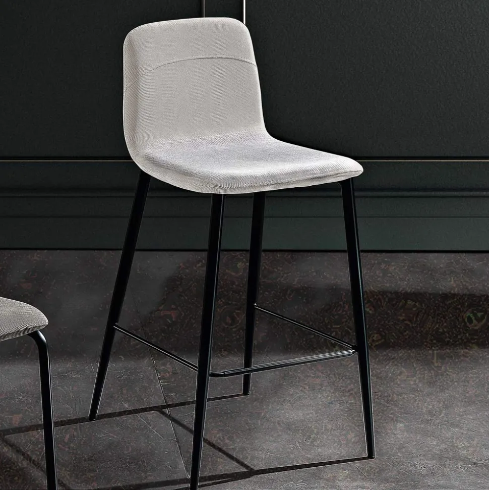 Sgabello in Tessuto e Metallo Antracite Design Made in Italy- Nautilus