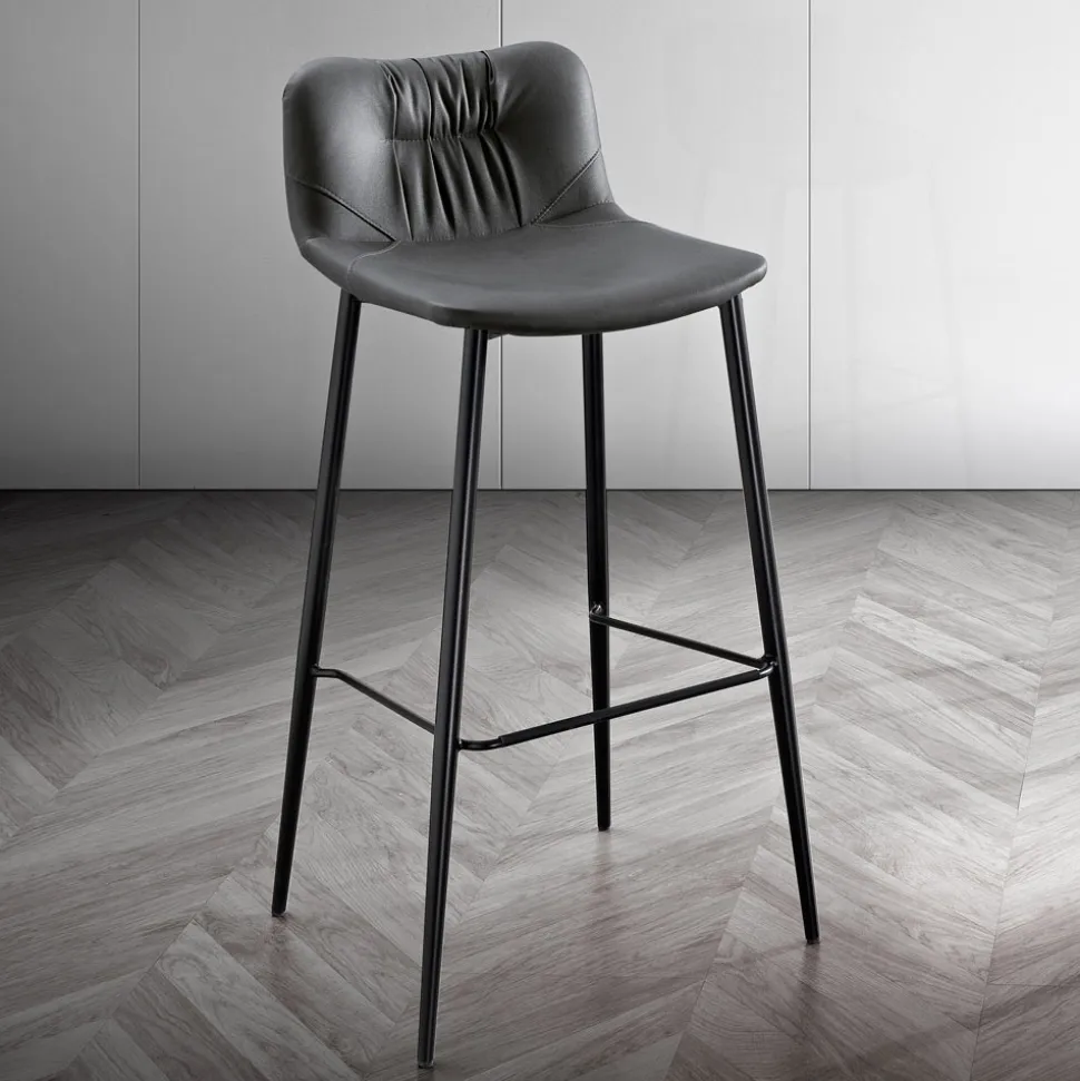 Sgabello in Tessuto Fibrato Effetto Pelle e in Metallo Made in Italy - Gohan