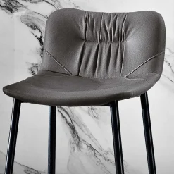 Sgabello in Tessuto Fibrato Effetto Pelle e in Metallo Made in Italy - Gohan