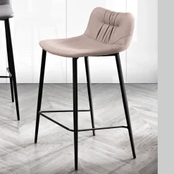 Sgabello in Tessuto Fibrato Effetto Pelle e in Metallo Made in Italy - Gohan