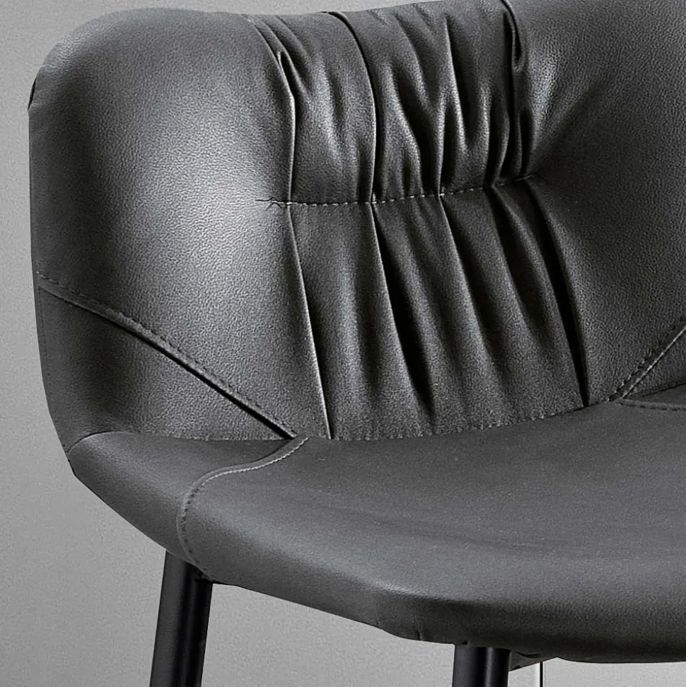 Sgabello in Tessuto Fibrato Effetto Pelle e in Metallo Made in Italy - Gohan