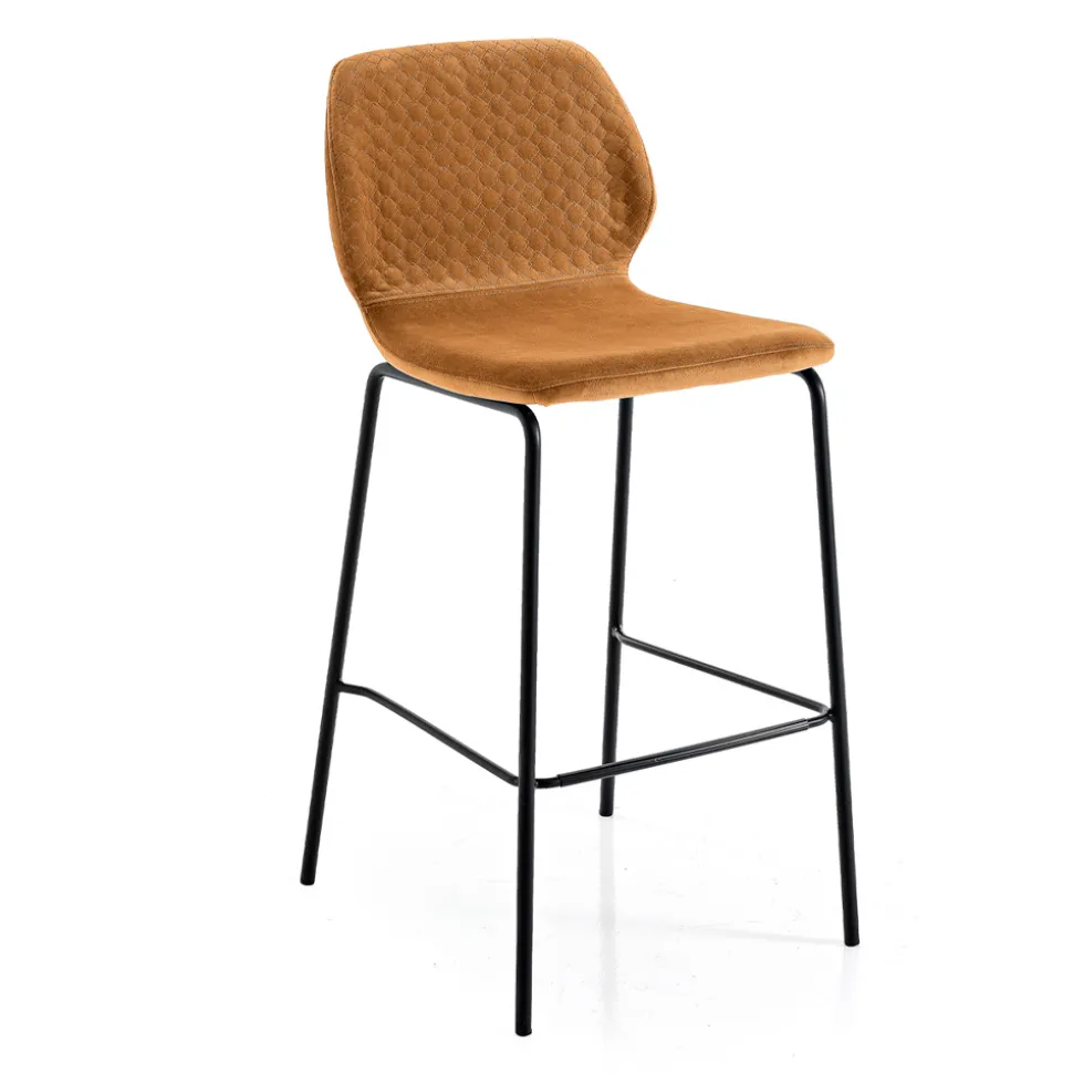 Sgabello Moderno da Cucina in Velluto Trapuntato Colorato di Design - Scarat
