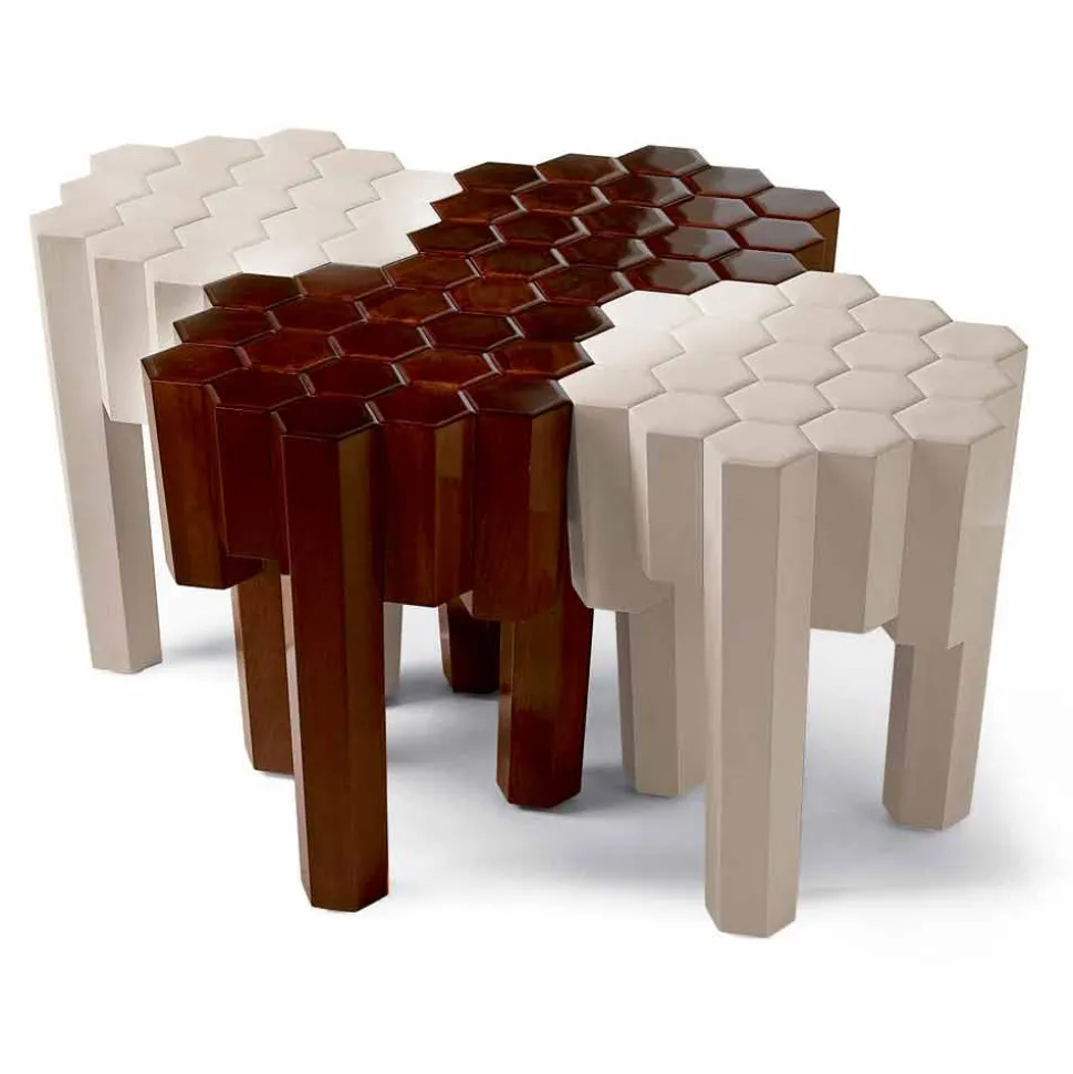 Sgabello/tavolino in legno massello di design, L38xP38 cm, Begga