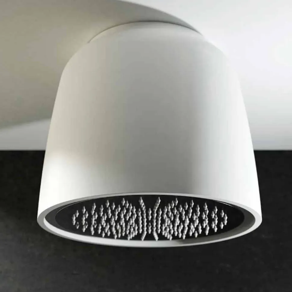 Soffione doccia a soffitto tondo di design in Luxolid made Italy, Ruda