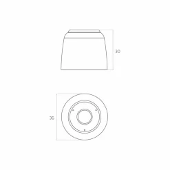 Soffione doccia a soffitto tondo di design in Luxolid made Italy, Ruda