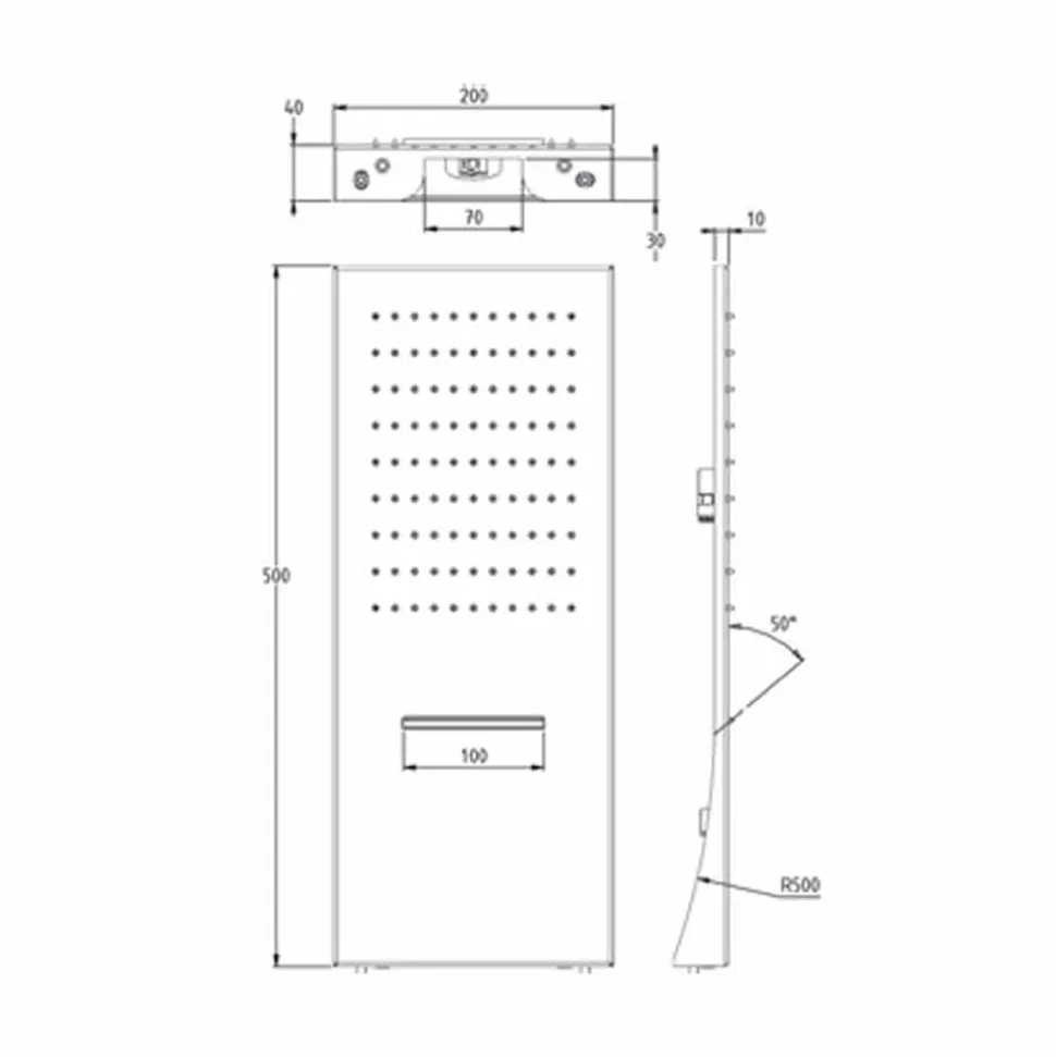 Soffione Doccia da Parete in Acciaio Inox Rettangolare Made in Italy - Netto