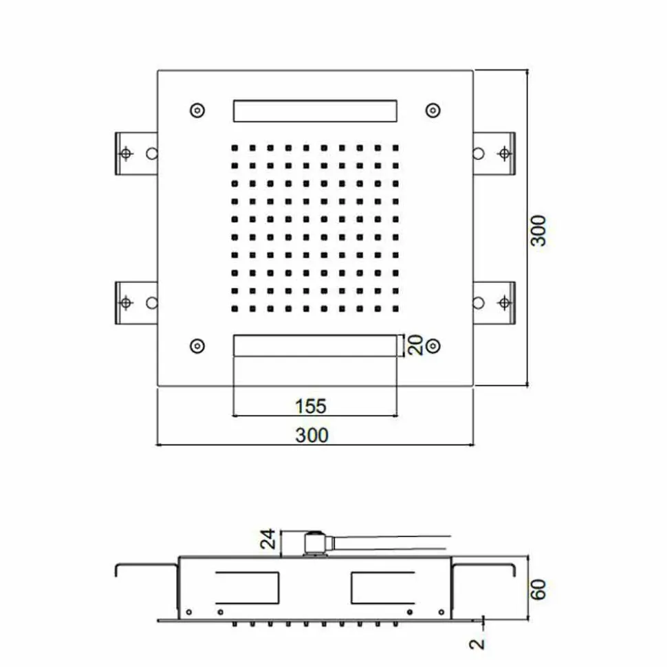 Soffione Doccia Quadrato di Lusso in Inox con Cromoterapia Made in Italy - Bilbo