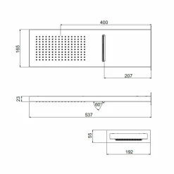 Soffione Doccia Rettangolare da Parete in Acciaio Inox Made in Italy - Roso