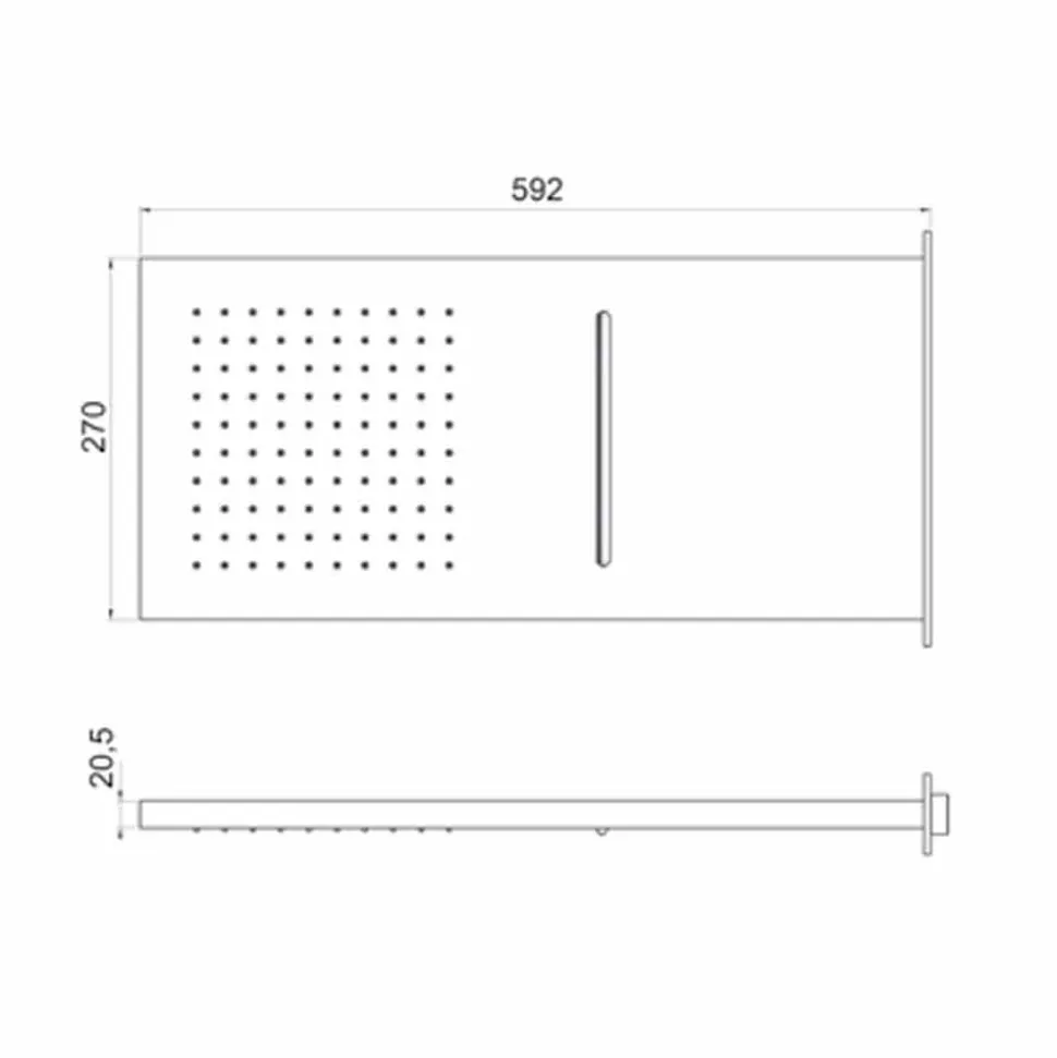 Soffione Doccia Rettangolare in Acciaio Inox da Parete Made in Italy - Anito