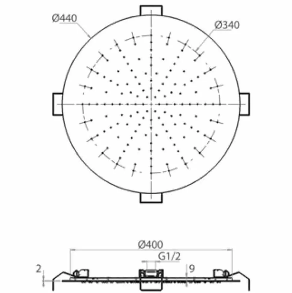 Soffione Doccia Rotondo da Soffitto in Acciaio Moderno Made in Italy - Damian
