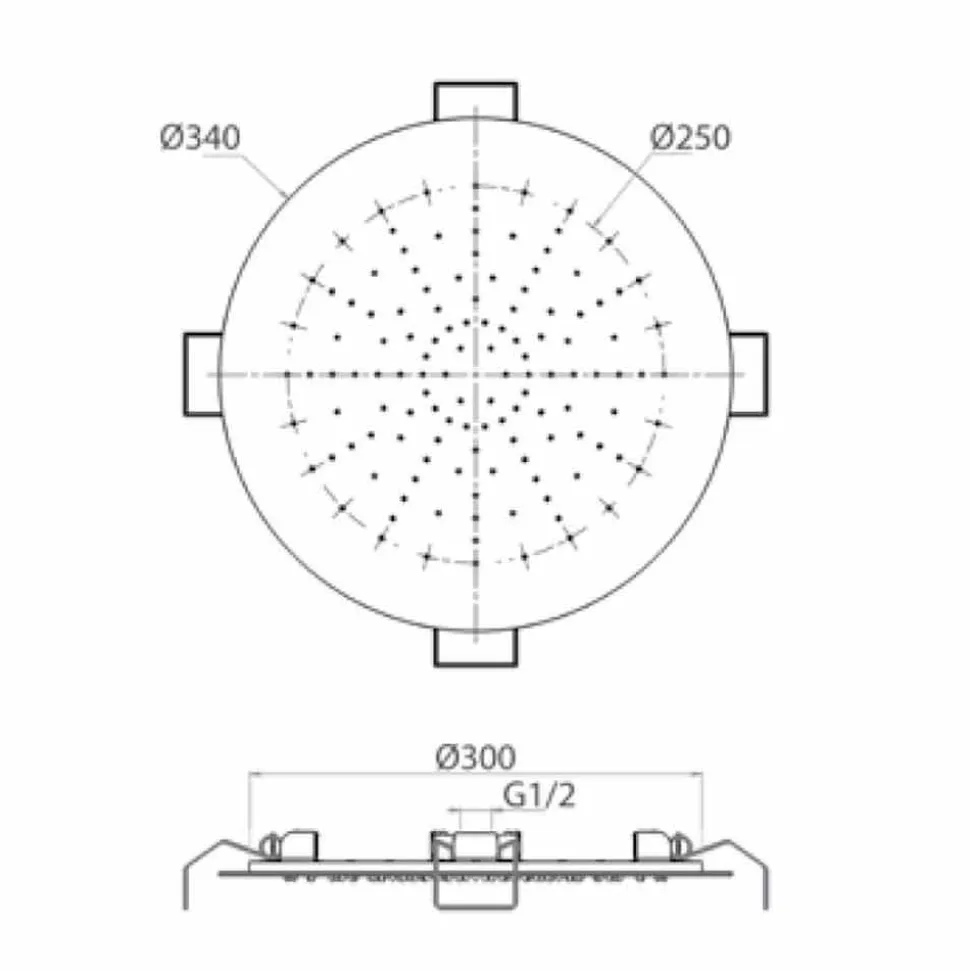 Soffione Doccia Rotondo da Soffitto in Acciaio Moderno Made in Italy - Damian