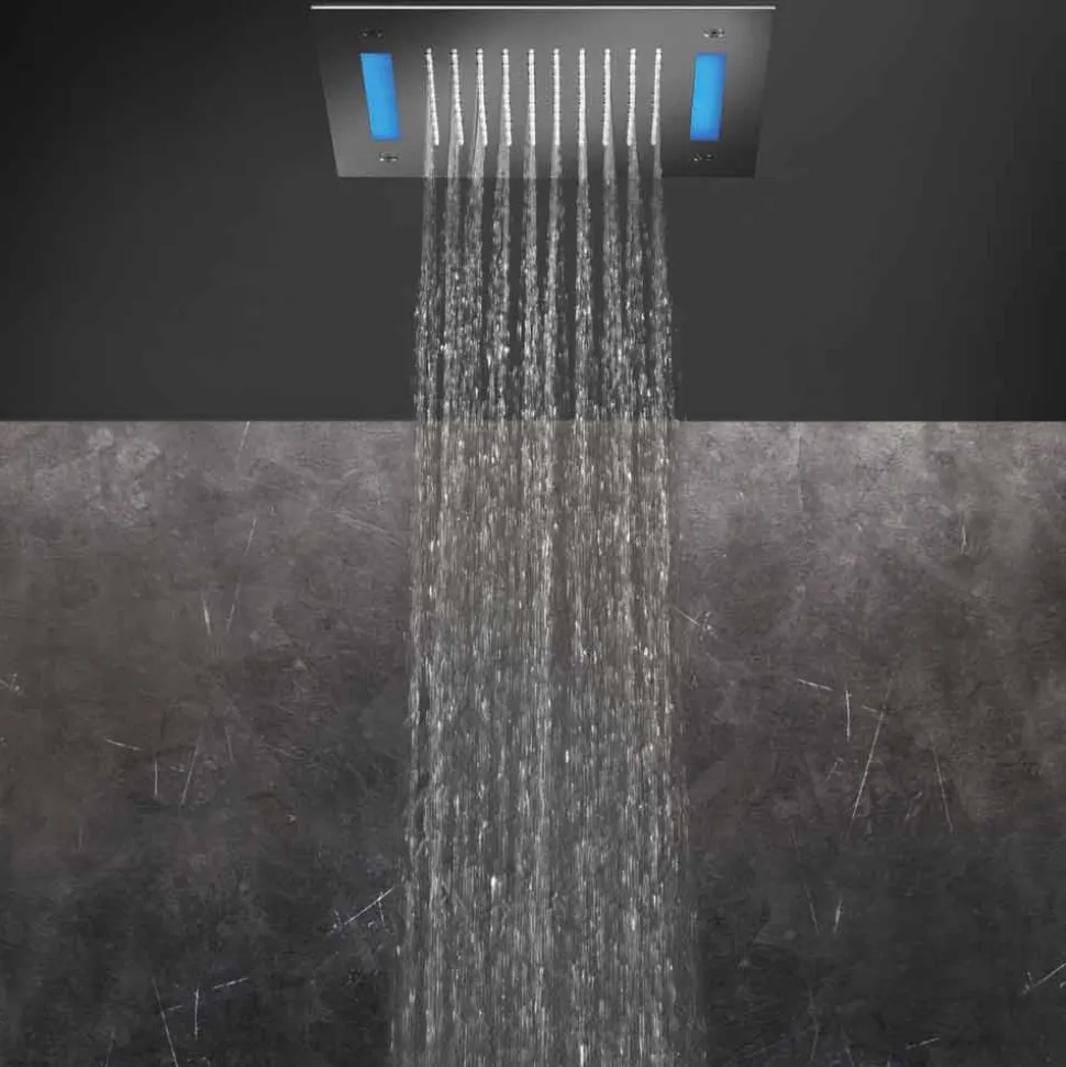 Soffione Monogetto in Acciaio Inox con Cromoterapia a LED Made in Italy - Sauron