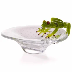 Soprammobile a Forma di Piccolo Vassoio con Rana in Vetro Made in Italy - Sossio