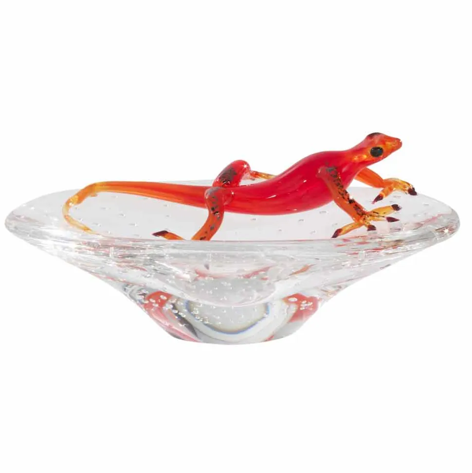 Soprammobile Decorativo in Vetro Trasparente e Rosso Made in Italy - Sossio