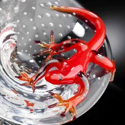 Soprammobile Decorativo in Vetro Trasparente e Rosso Made in Italy - Sossio