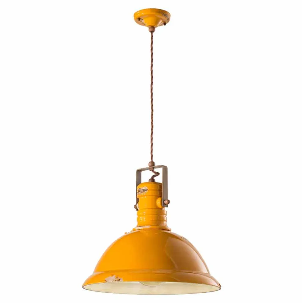 Sospensione a campana industriale in ceramica e metallo Ruth