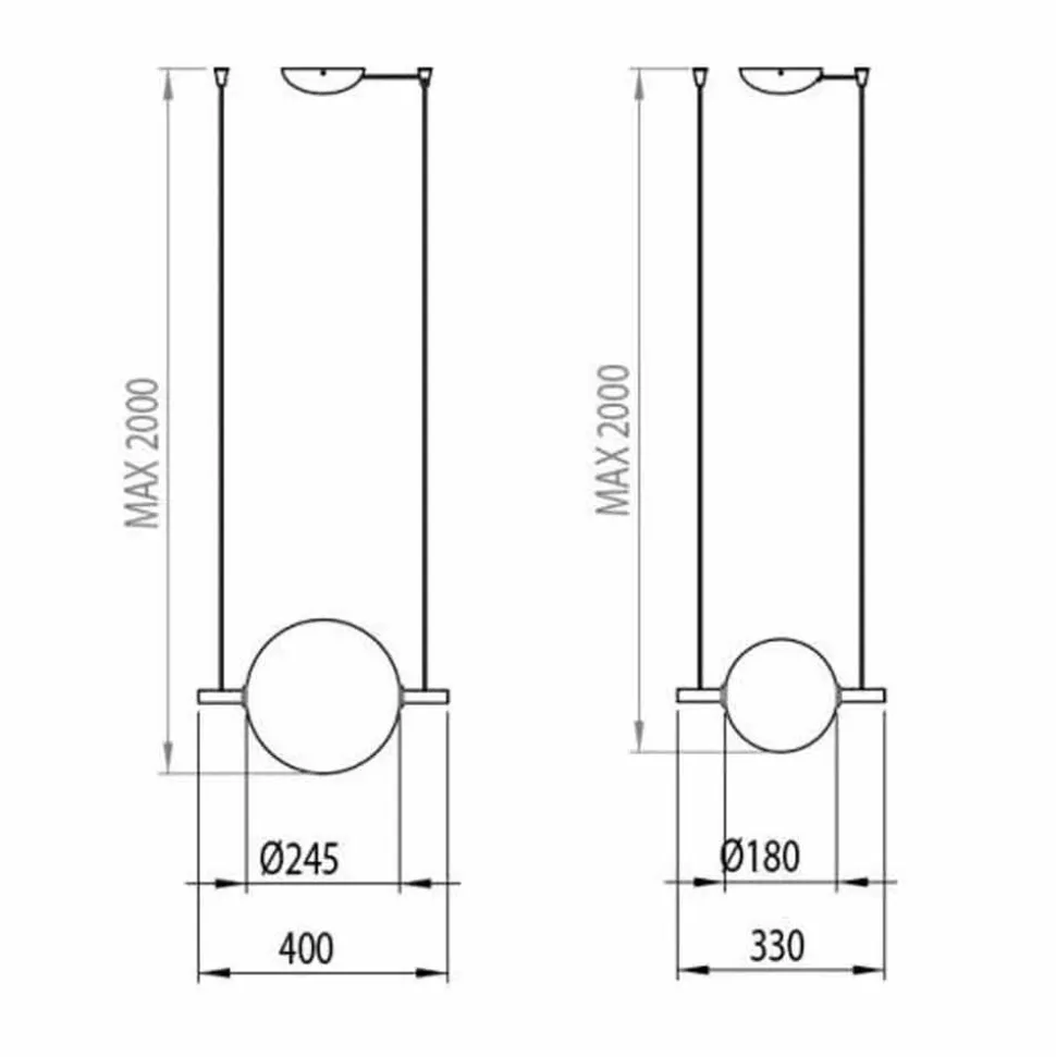 Sospensione Design in Vetro e Ottone con Luce LED, 3 Misure - Alma by Il Fanale