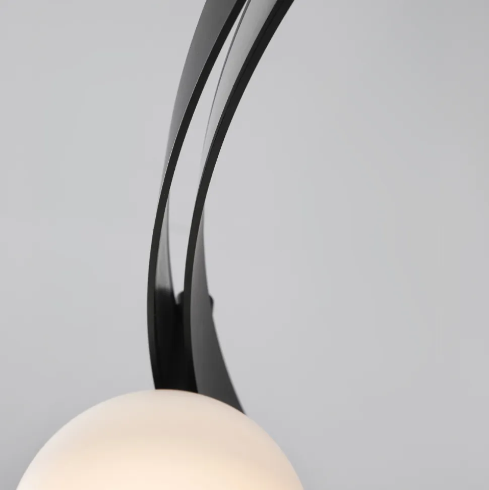 Sospensione di Design Ovale in Alluminio Nero con Sfere e Faretti - Esodo