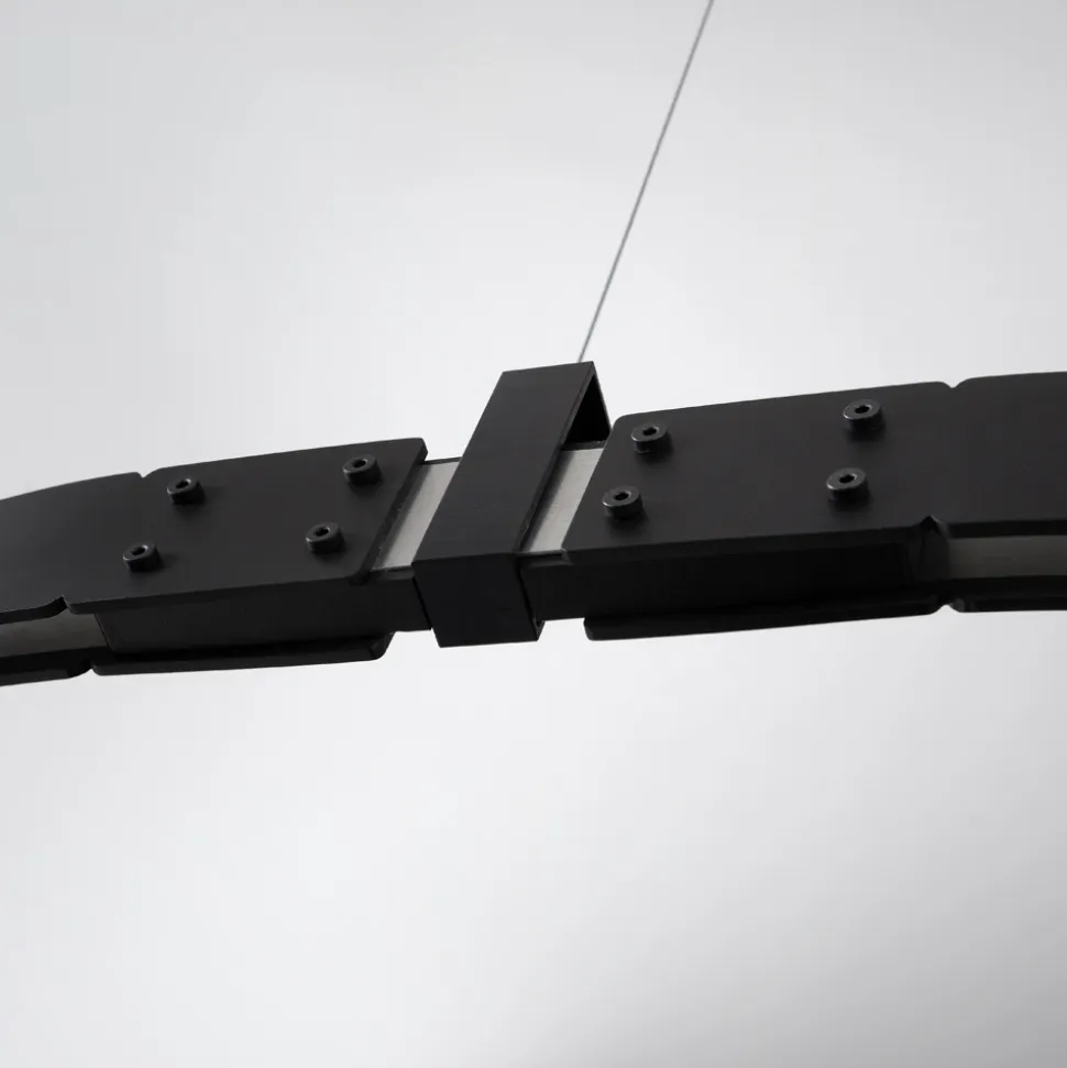 Sospensione di Design Ovale in Alluminio Nero con Sfere e Faretti - Esodo