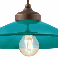 Sospensione in ceramica colorata e ottone anticato Maya Ferroluce