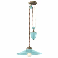 Sospensione saliscendi in ceramica e ottone anticato Britney Ferroluce