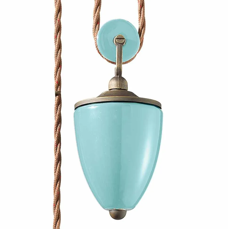Sospensione saliscendi in ceramica e ottone anticato Britney Ferroluce