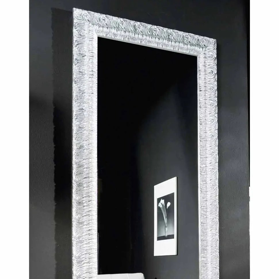 Specchiera a muro argento,oro moderna legno prodotta in Italia Teodoro