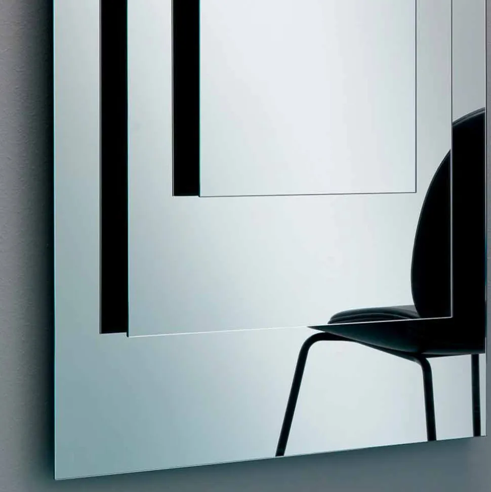 Specchiera a Muro a Tre Strati e Struttura Nera Design Italiano - Plaudio